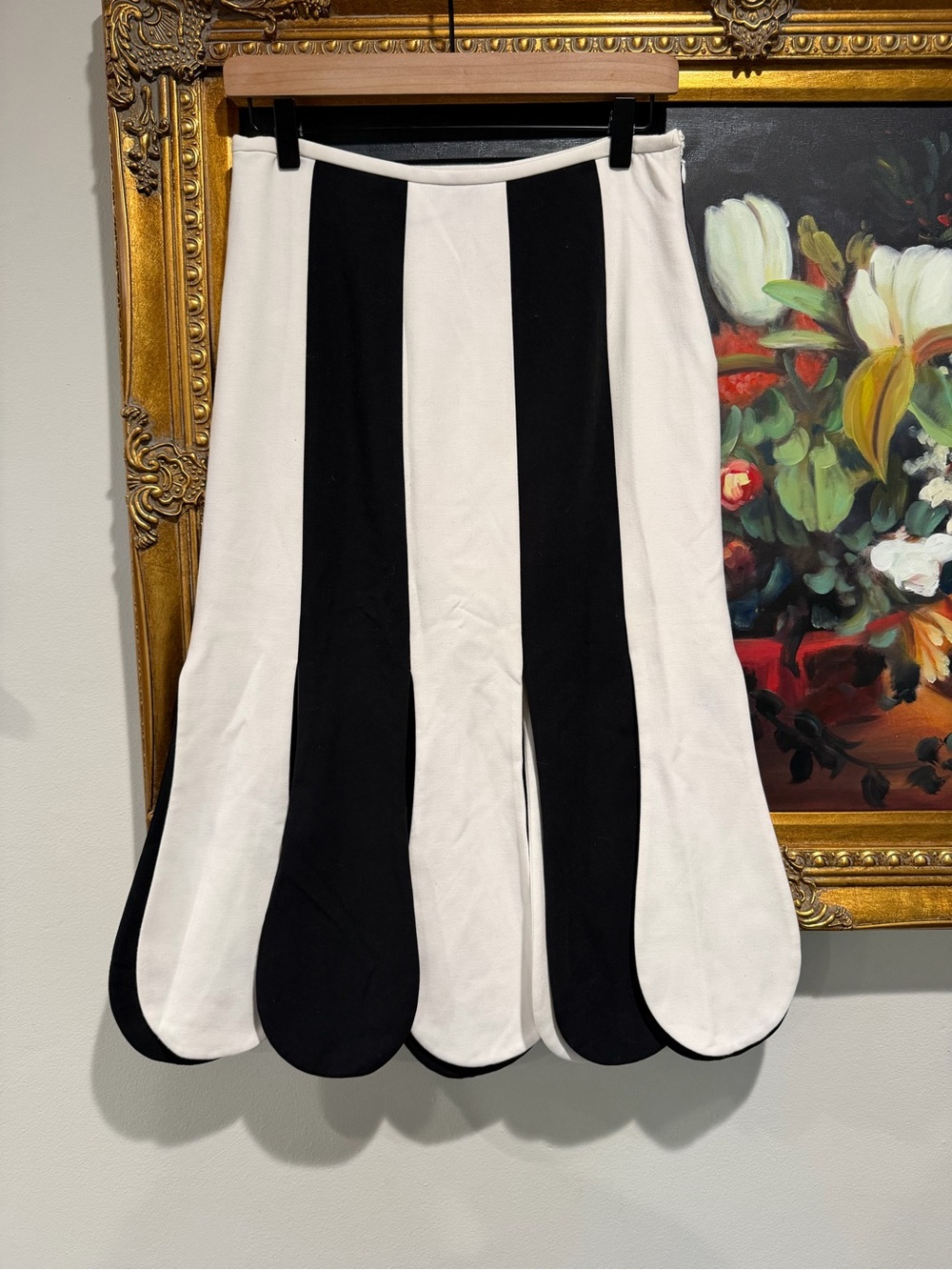 Victoria Beckham for Target Black and White Scallop-Panel A-Line Skirt